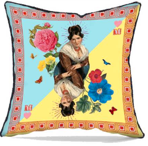 Luxury velvet throw pillow with card theme.