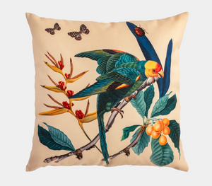 Blue Parrots - Muzaluci Velvet Pillow