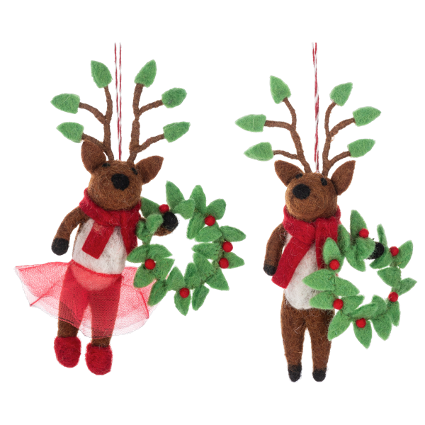 Reindeer Couple Felt Ornament
