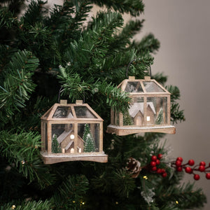 Snowy Lighted Terrarium Ornament