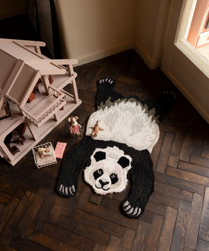 small panda handmade wool rug