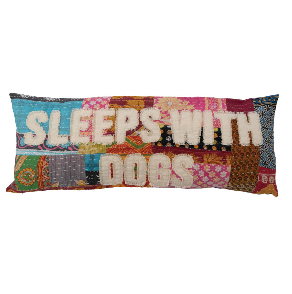"Sleeps With Dogs" Throw Pillow