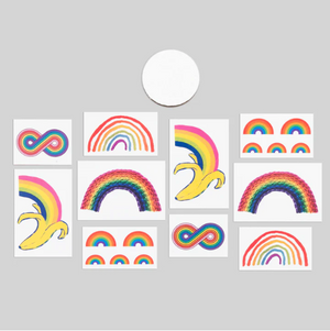 rainbow themed temporary tattoo sheet