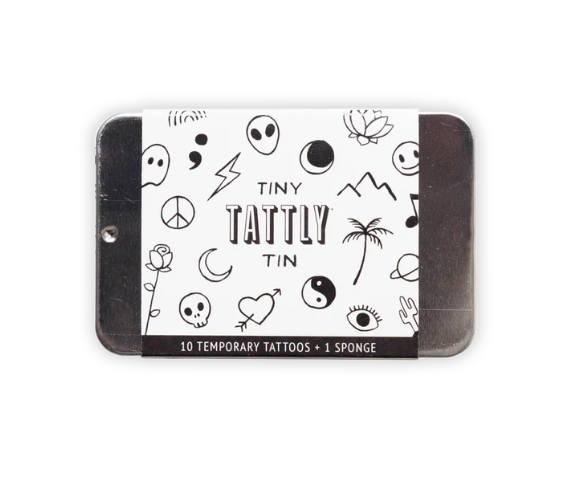 tiny flash art temporary tattoo tin