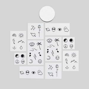 tiny flash art temporary tattoo sheet