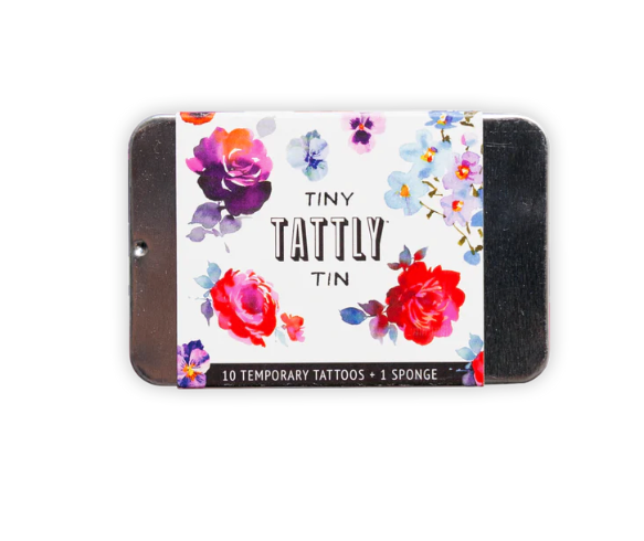 tiny florals temporary tattoo tin