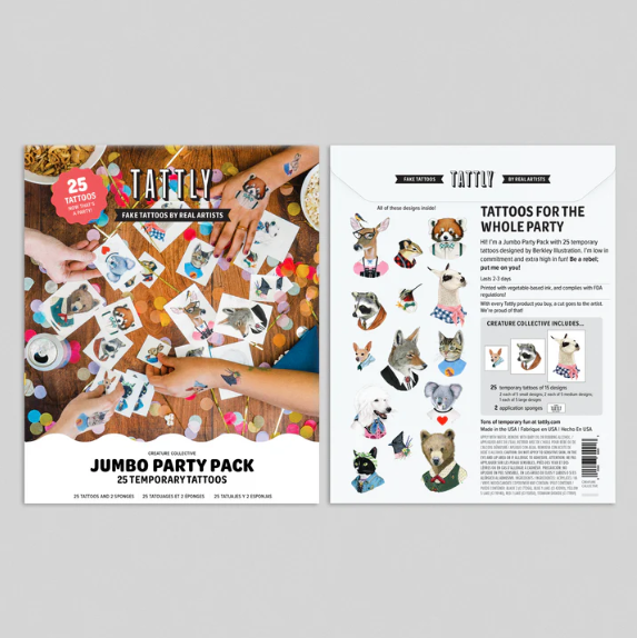 tattly jumbo party pack temporary tattoos