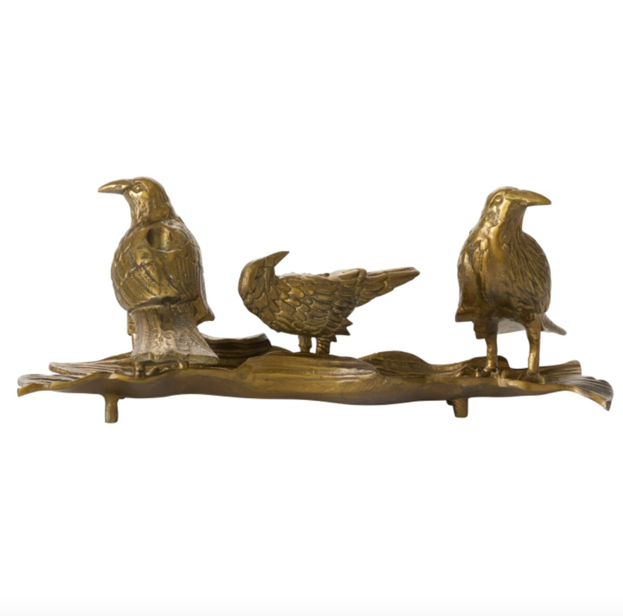 Three Ravens Brass Candleholder