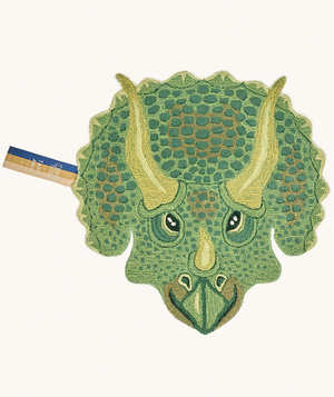 triceratops head rug handmade of wool