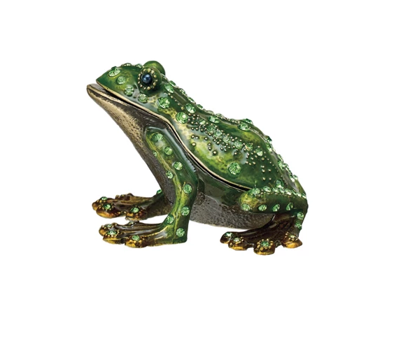 frog shaped jewelled trinket box