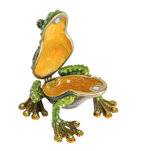 frog shaped jewelled trinket box