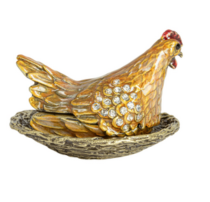 Hen on Nest Jewelled Trinket Box