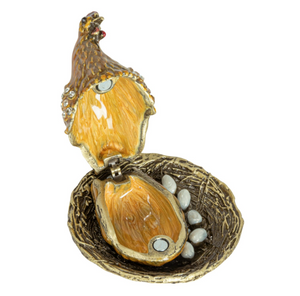 Hen on Nest Jewelled Trinket Box