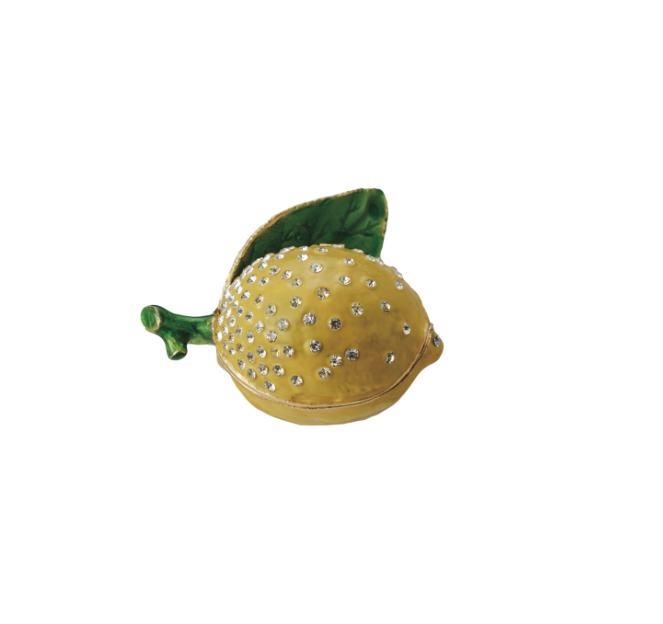 Jewelled lemon shaped trinket box