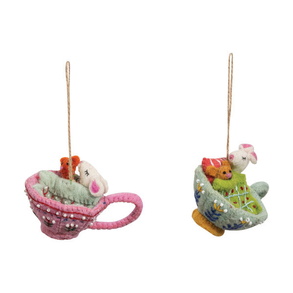 Mouse in Teacup - Felt Ornament (2 Styles)