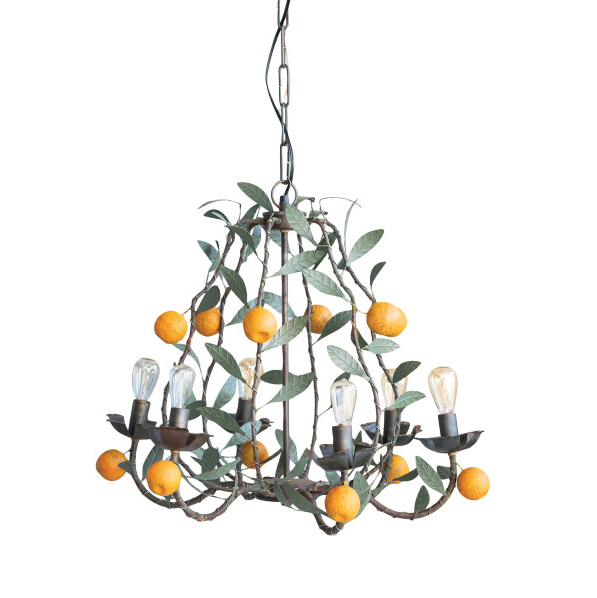 Vintage Chandelier w Leaves and Tangerines