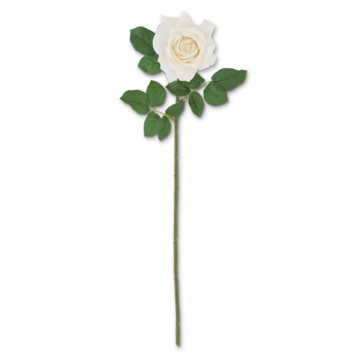 25 inch cream white real touch duchess rose stem