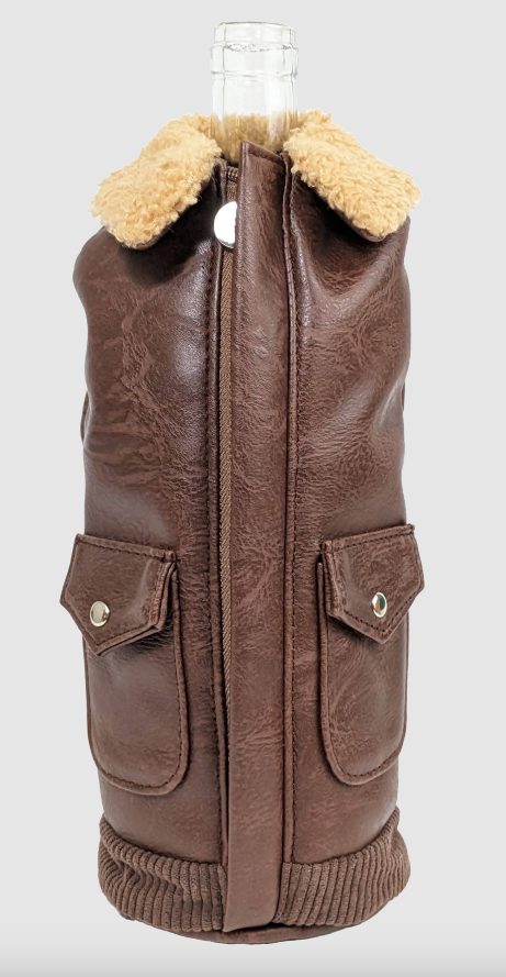 Brown Leather Wine Bottle Jacket