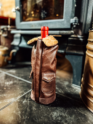 Brown Leather Wine Bottle Jacket