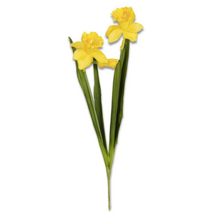 18 inch yellow real touch daffodil with double bloom and bud