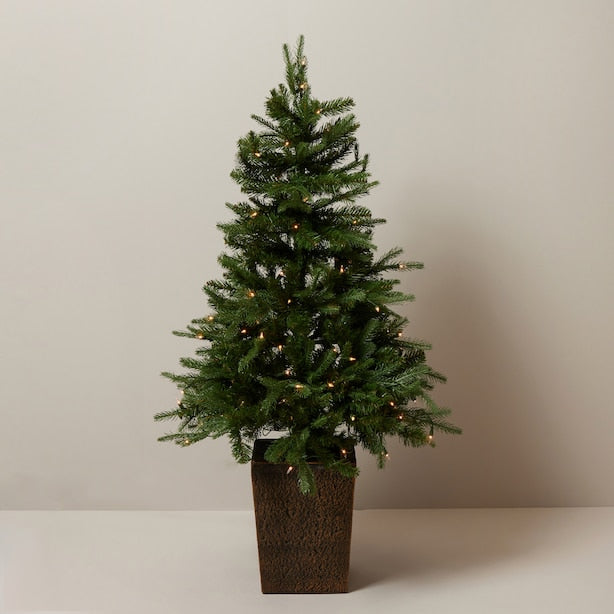 Prelit 4ft Faux Evergreen in Planter