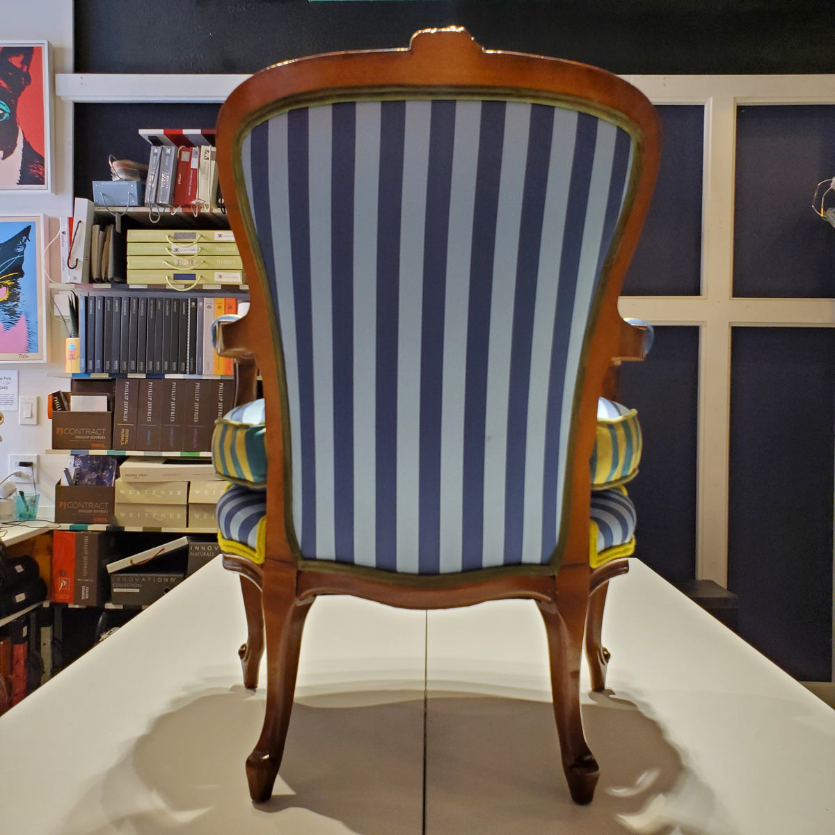 French Striped Satin Chair
