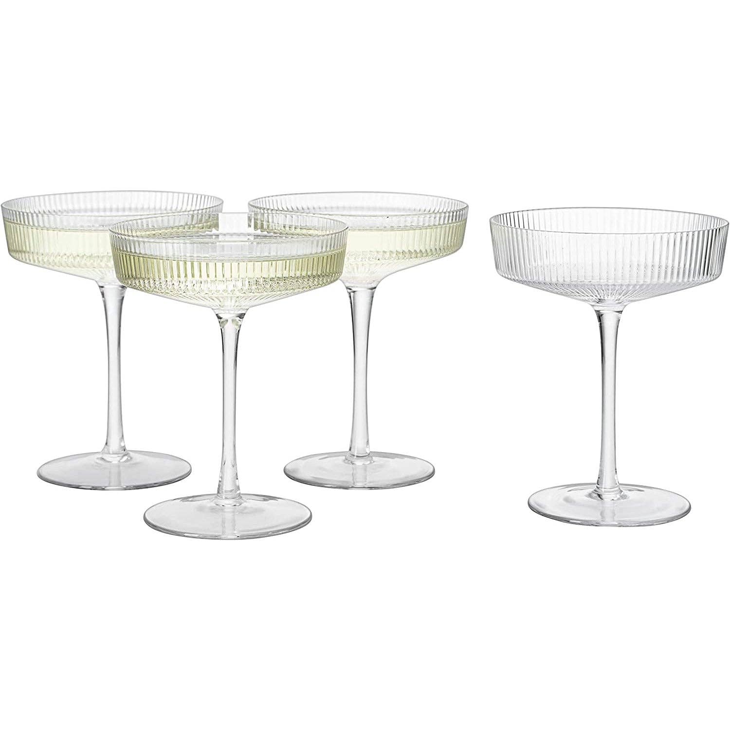 Ribbed Coupe Cocktail Glasses 8 oz | Set of 4 |