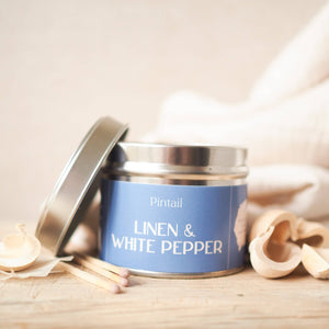 Linen and White Pepper Classic Tin Candle | Candles in Tins