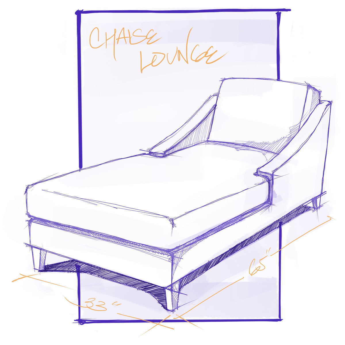sketch of Olivia chaise lounge