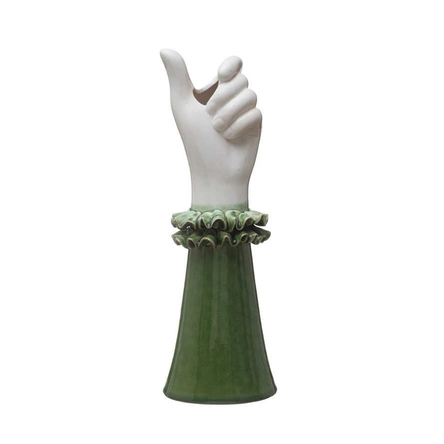 Hand Vase W/ Ruffled Shirt Sleeve