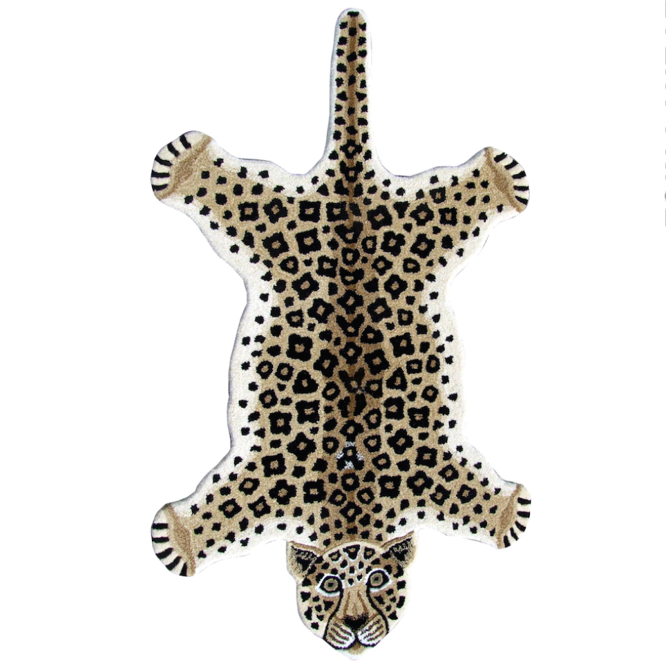 Safari Gold and Black Leopard Animal Print 10' x 14' Non-Skid Area Rug