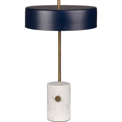 Marble Lamp with Blue Metal Shade