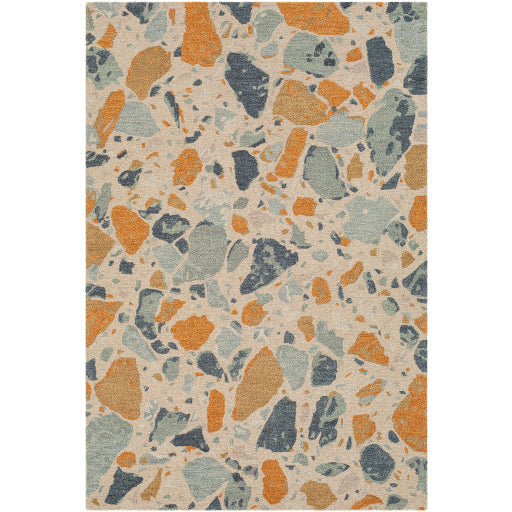 5' x 7'6" Terrazzo Orange Brick/Dark Blue Showroom Model