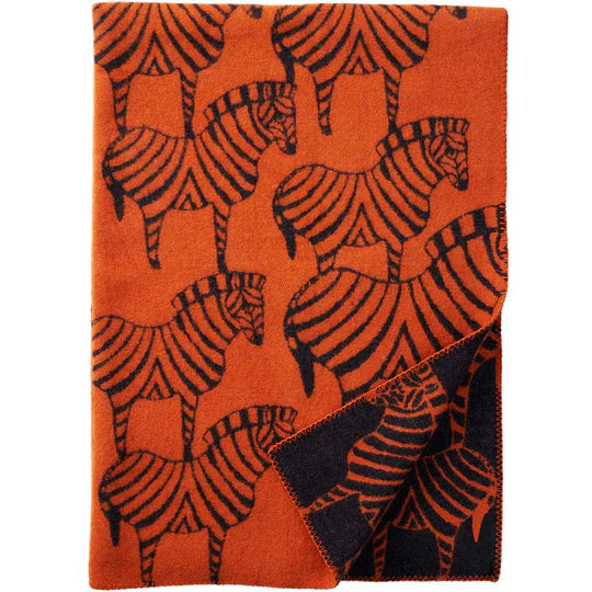 Zebra Lambswool Blanket Orange